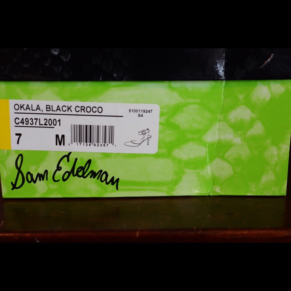 Sam Edelman Black Crocodile Okala Heels